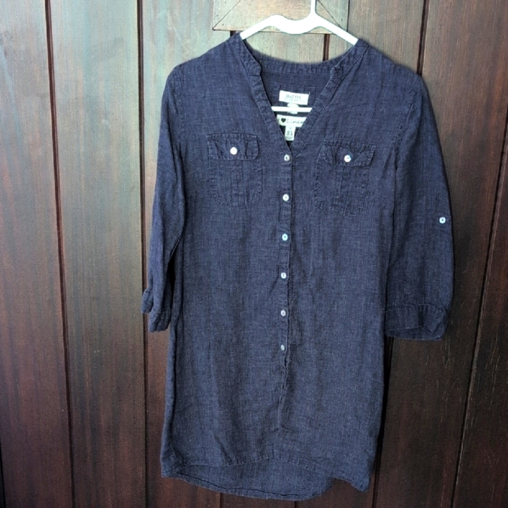 Malvin Purple Linen Tunic Top